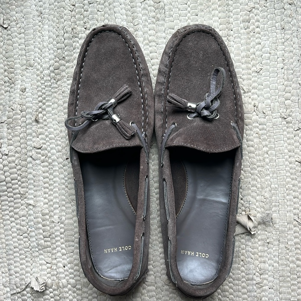 Cole Haan Gray  Suede Slip-On Driving Loafers  - Women's Size 10.5